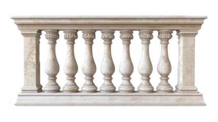 Elegant stone balustrade section displaying detailed architectural design elements against a background