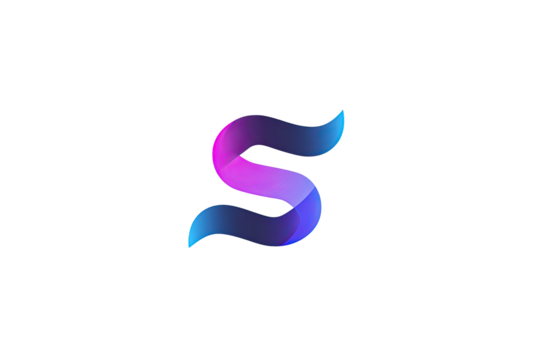 Bold, stylized letter "S" in vibrant neon colors