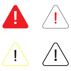 Black exclamation mark in triangle waring icon. Attention vector icon, danger clip art in flat style. Alert, caution, danger, error, shield etc. Safety, hazard communication and preventive measures. 