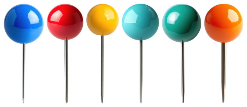 PNG Colorful pins for organization, element set on transparent background - Powered by Adobe