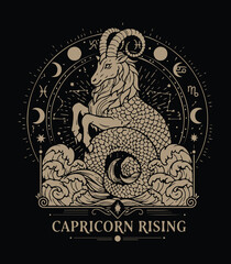 Goat Yoga Club Logo – Whimsical Emblem with Meditating Goat, Lotus Flowers, and Ornamental Swirls