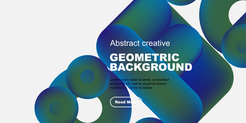 Obraz premium Abstract shapes, vibrant colors dominate design. Text overlay presents geometric background concept. Modern aesthetic, clean presentation.