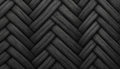 Close-up of dark, woven, herringbone pattern