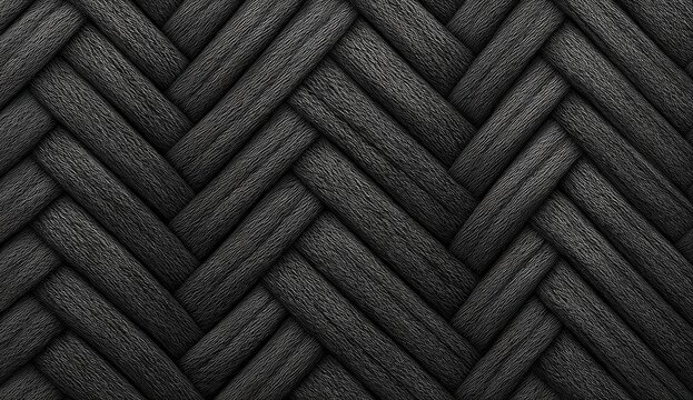 Close-up of dark, woven, herringbone pattern