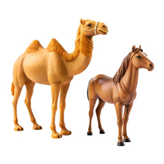 Camel and Horse Toy Figures on Black Background islamic from