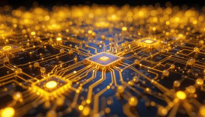 Yellow computer circuit board