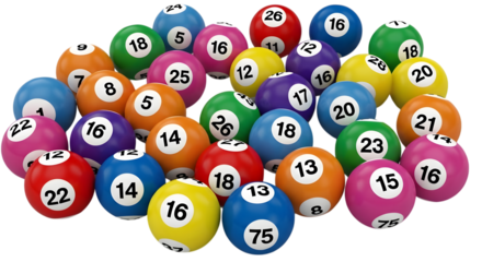 colorful bingo balls with numbers isolated on transparent background