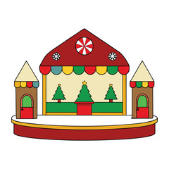 Fototapeta premium A charming Christmas village display with twinkling lights, snowy rooftops, tiny festive shops, and joyful miniature scenes that bring holiday magic to life. 