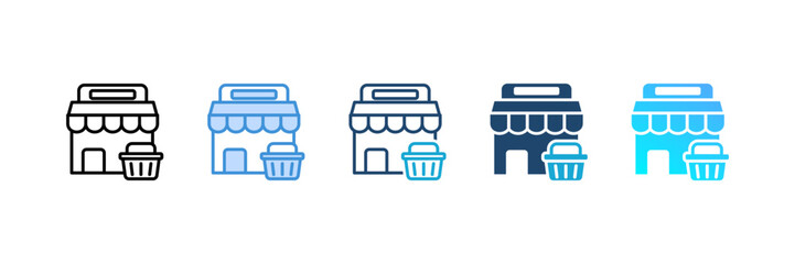 Retailer icon set multiple style collection