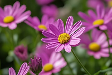 Fototapeta premium Close-up of vibrant pink daisies (1)