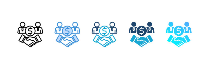 Business Partnership icon set multiple style collection