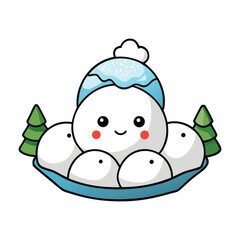 Warm bowls of sweet tang yuan sit steaming against a snowy winter landscape, symbolizing togetherness, comfort, and joy in the heart of the cold season.
