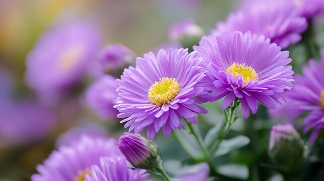 Close-up of vibrant purple flowers. Soft focus