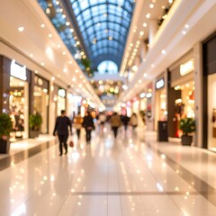 Fototapeta premium Blurred view of a bustling shopping mall