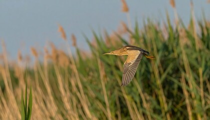 Bird in flight over reeds (2)