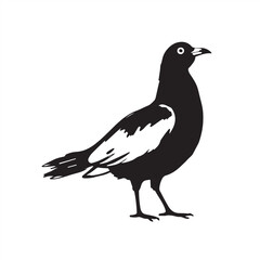 Fototapeta premium Timeless and elegant, a hand-drawn sketch of a classic black and white vector style silhouette bird on a white background, rendered in a color sketchnote style.