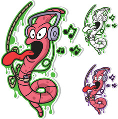 Funny Music Worm Vector Illustration