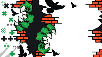 Monster Claw Wall Break Vector Background