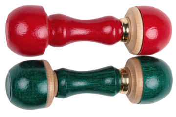 Pair Of Wooden Weights, Red And Green