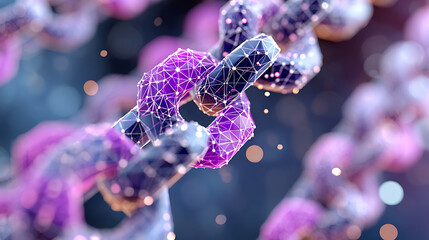 Modern Digital Connection Represented by a Vibrant Geometric Chain Design With Purple and Blue Hues Showcasing Technology and Innovation