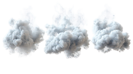 Three Wispy Clouds Against White Background