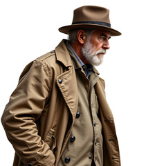 Obraz premium Adventurous elderly man strolling urban street portrait city environment side view exploration concept