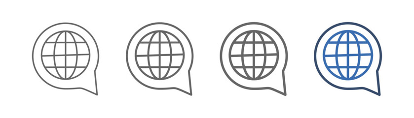 outline icon set language with globe and conversation design © berkah icon