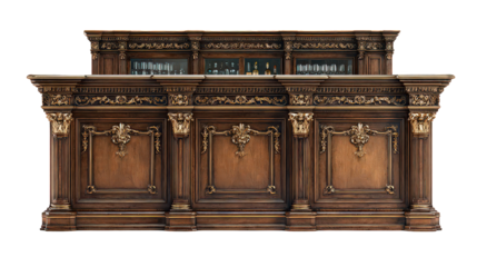 Ornate Dark Wooden Bar Counter