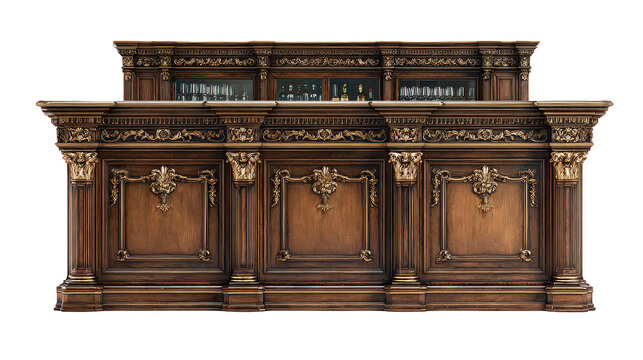 Ornate Dark Wooden Bar Counter
