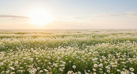 Sunrise over a field of flowers