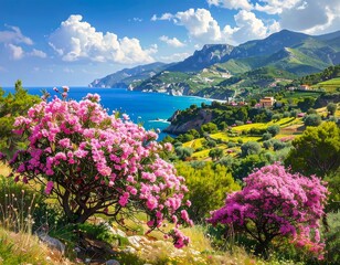 Coastal Blossoms and Mountain Majesty