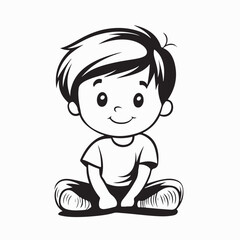 Adorable Cartoon Boy with Friendly Expression Vector Drawing on White Background