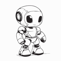 Cute Robot with Friendly Features Vector Illustration Isolated on White Background Design