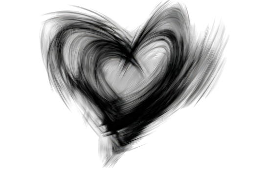 Abstract Heart Design With Gray And Black Paint Strokes