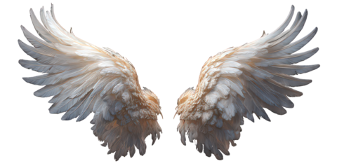 Pair of White Glitter Wings on Black Background