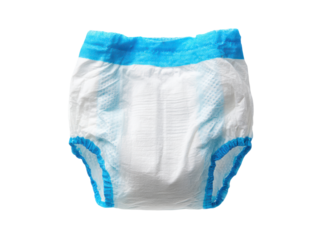 White absorbent undergarment with blue trim adult apparel, Isolated, Png Transparent Background