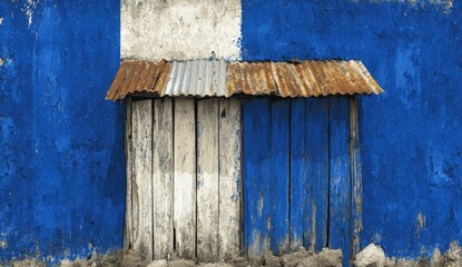 Rustic wooden shutters on a weathered wall