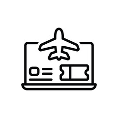 Black line icon for travel booking