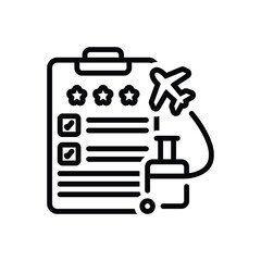 Black line icon for travel policy
