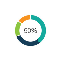 50 percent, vector illustration of a circle percentage diagram.for percentage,on a white background,