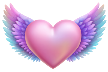 Pink Heart with Glittery Wings