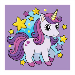 Cute unicorn on vector illustration
