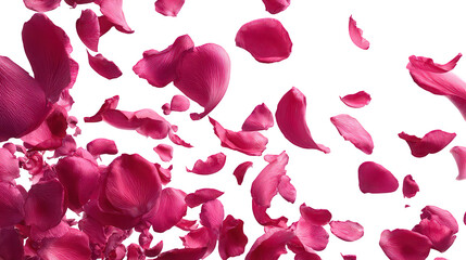 Pink Rose Petals Falling Against Black Background