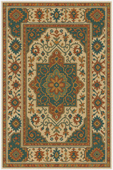 Moroccan Folk art inspired Carpet with modern Pattern in high definition isolated on white canvas with trending colors	