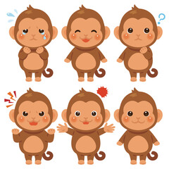 サルのキャラクターイラスト　表情セット