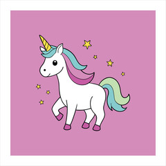 Cute unicorn on vector illustration