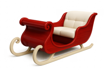 Classic red santa claus sleigh on transparent background
