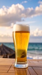 Refreshing beer on the beach
