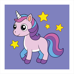 Cute unicorn on vector illustration