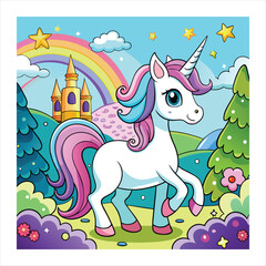 Cute unicorn on vector illustration